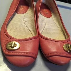 barwly worn Coach Flats
